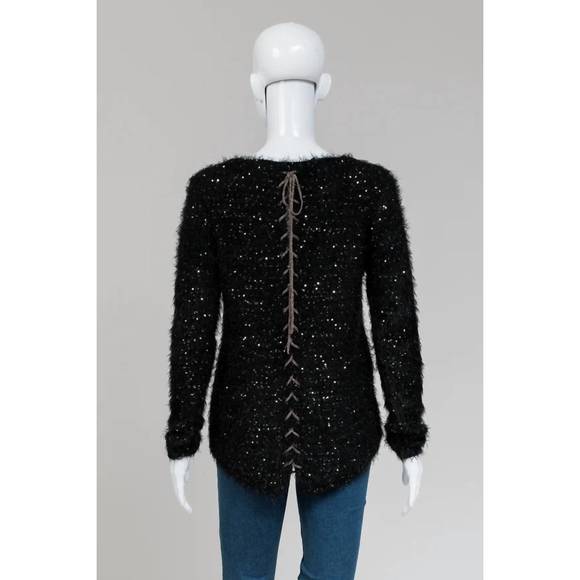 NEW NUAGE sequin knit sweater in black/silver - Picture 2 of 2